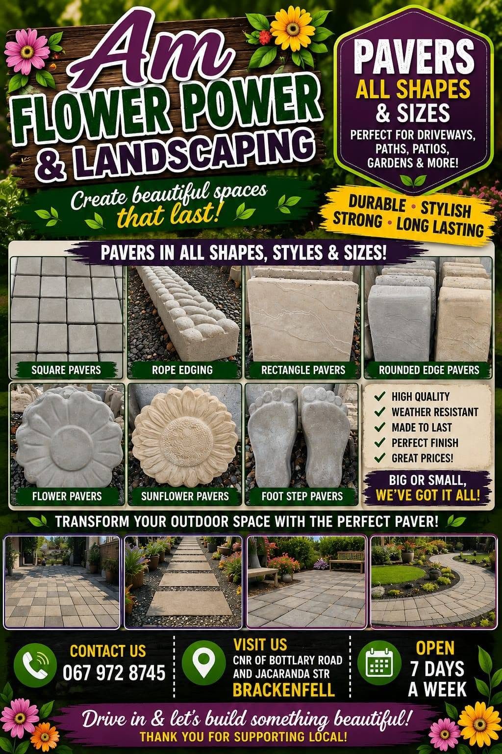 Am Flower Power pavers flyer