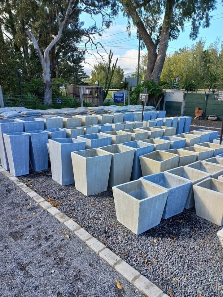 Square concrete planter boxes